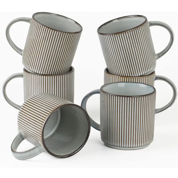 Coffee Mug Set for 6, 12 oz Mugs Cup Set Handle for Coffee, Tea, Cocoa, Milk - Picture 1 of 6
